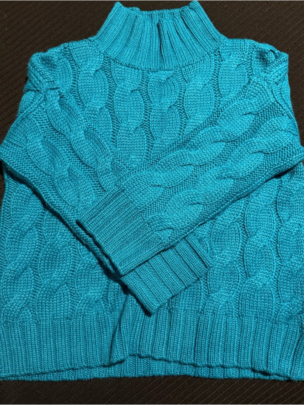Eleven Six Teal Cable Knit Turtleneck Sweater - Women